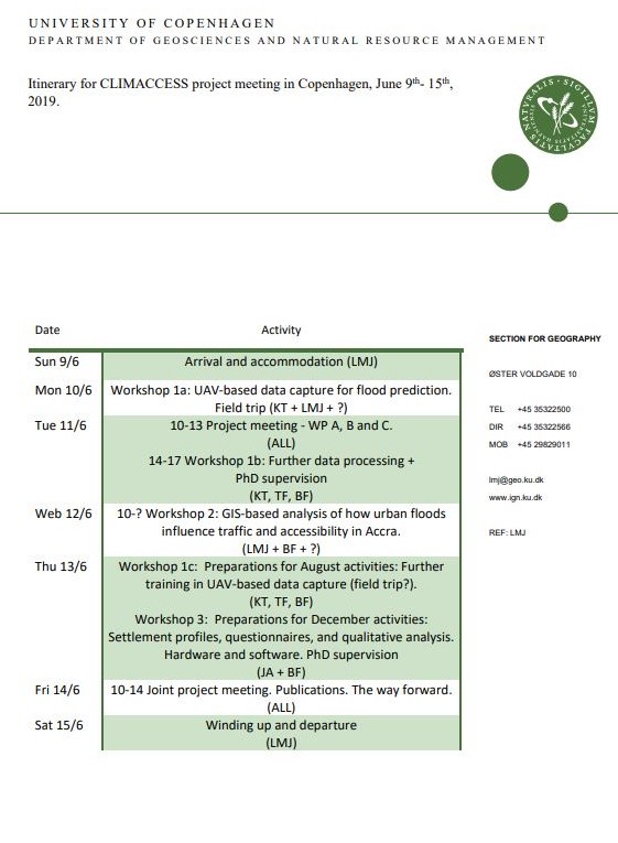 Agenda for partner meeting