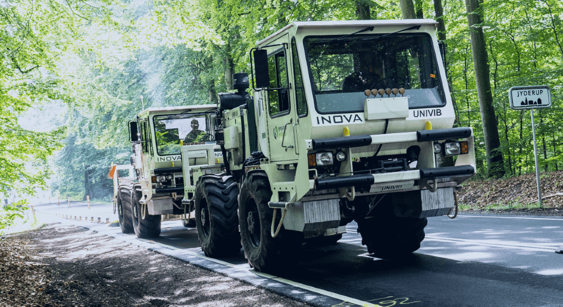 A seismic examination on land takes the form of small special trucks